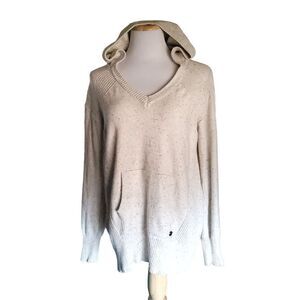 PrAna Hoodie Women’s Medium Beige Shoal Tunic Pullover V Neck Pockets W23180597